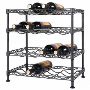 4 Tiers Black Coated Wine Bottle Rack - slws10266