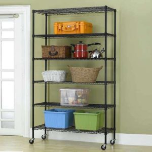 6 Tier Black Light Duty Wire Metal Shelving - slws10185